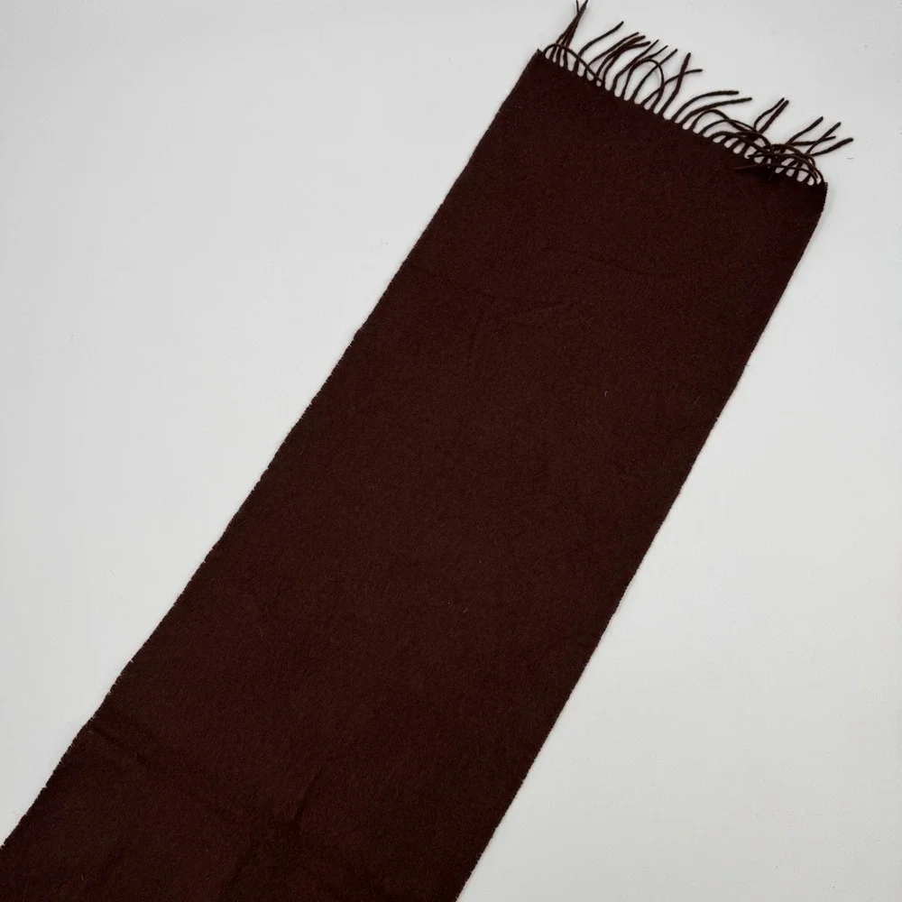 Joseph Abboud Scarf Mens OS Brown 100% Cashmere Made in Germany Fringe Trim